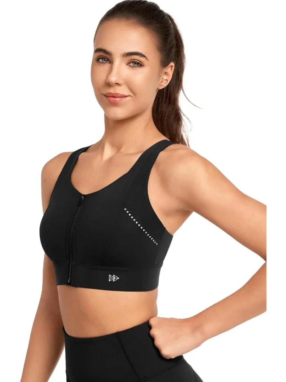 High Support Zip Sports Bra - Adjustable Straps, Comfortable Fit, Workout